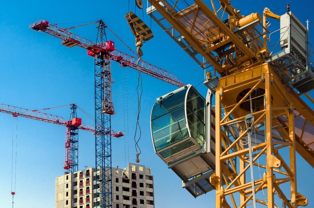 Tower cranes on a construction site